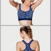 Shyle Navy Blue Front Zipper Racerback Sports Bra
