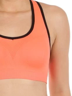 Shyle Neon Orange Racerback Sports Bra With Removable Pads -Shyaway shyle neon orange sports bra with removable pads