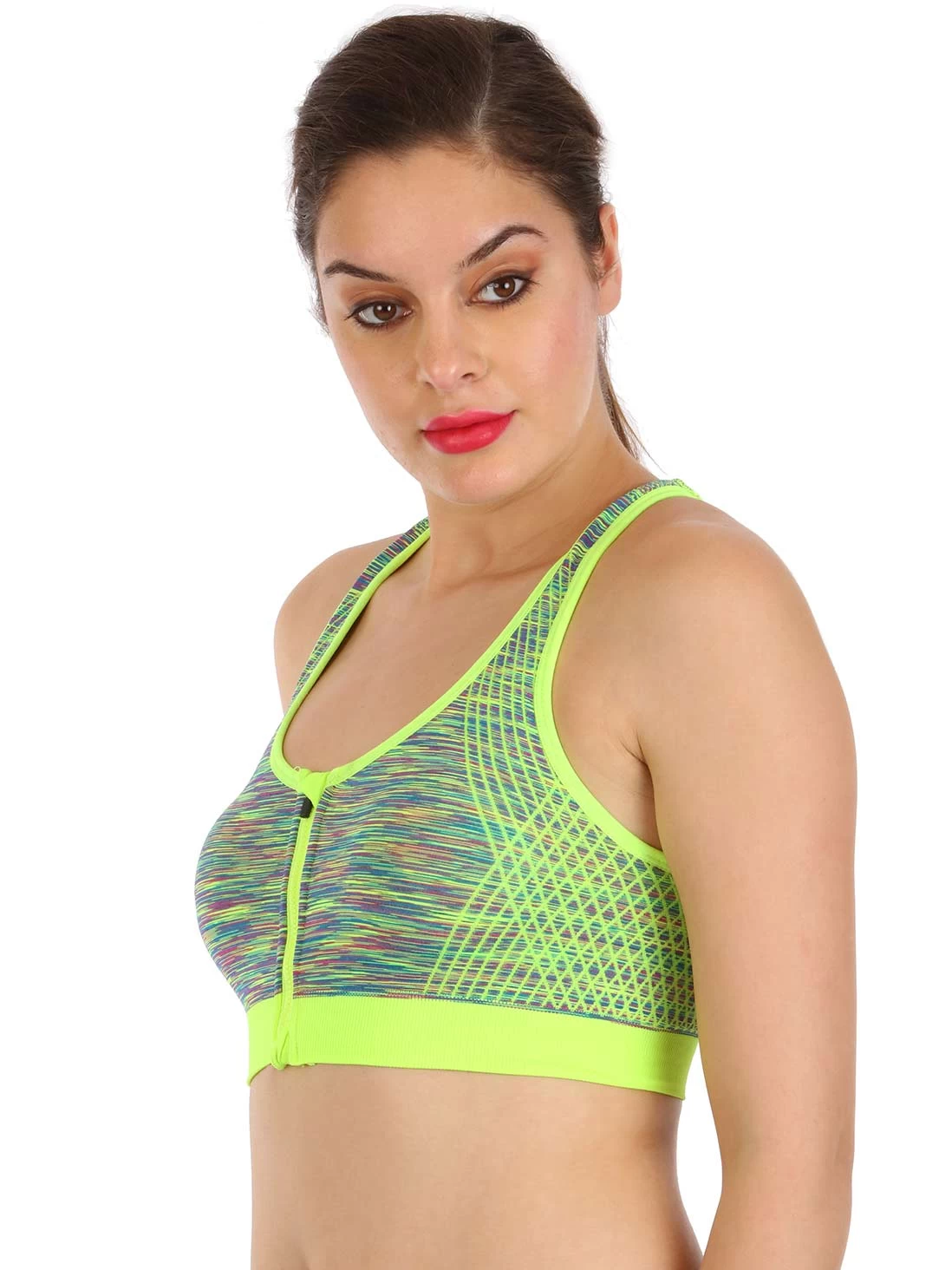 Shyle Neon Yellow Front Zipper Racerback Sports Bra 7 Shyle Neon Yellow Front Zipper Racerback Sports Bra - Image 5