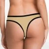 Shyle Nude Black Lace Cotton Thong Panty