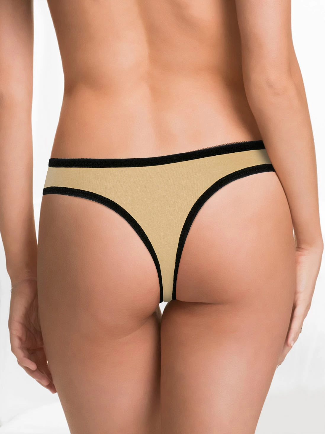 Shyle Nude Black Lace Cotton Thong Panty 3 Shyle Nude Black Lace Cotton Thong Panty