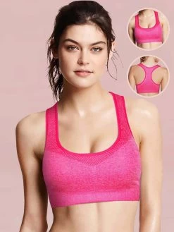 Shyle Pink Mesh Neck RacerBack Sports Bra