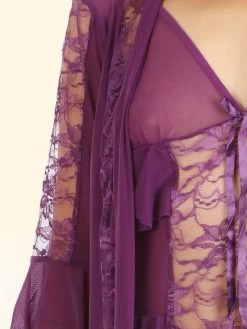 Shyle Purple Babydoll With Flare Sleeved Robe -Shyaway shyle purple babydoll with flare