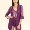 Shyle Purple Babydoll With Flare Sleeved Robe -Shyaway shyle purple babydoll with flare sleeve robe