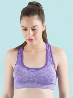 Shyle Purple Mesh Neck RacerBack Sports Bra -Shyaway shyle purple mesh neck racerback sports bra 1 1