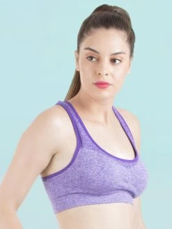 Shyle Purple Mesh Neck RacerBack Sports Bra -Shyaway shyle purple mesh neck racerback sports bra 2