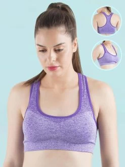 Shyle Purple Mesh Neck RacerBack Sports Bra