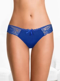 Shyle Royal Blue Lace Waist Band G-String Panty