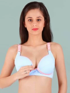 Shyle Sky Blue With Pink Straps Nursing Bra -Shyaway shyle sky blue with pink straps nursing bra 1