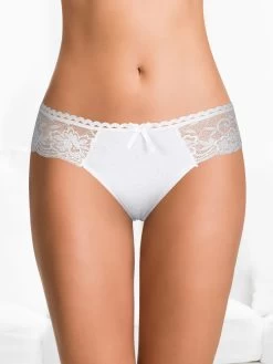 Shyle White Lace Waist Band G-String Panty