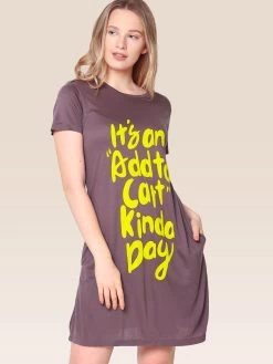 Shyaway Taupe Graphic Print Nightgown