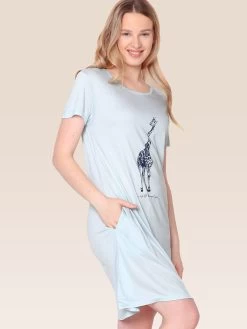 Shyaway Baby Blue Giraffe Print Nightgown
