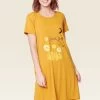 Shyaway Mustard Yellow Good Night Print Nightgown -Shyaway shyng004 mustardyellow