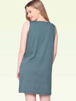 Shyaway Blue Black Thin Stripes Sleeveless Nightgown -Shyaway shyng012 3
