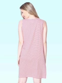 Shyaway White Coral Thin Stripes Sleeveless Nightgown -Shyaway shyng013 whitecoral 3