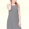 Shyaway Black White Thin Stripes Sleeveless Nightgown -Shyaway shyng015 blackwhite