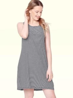 Shyaway Black White Thin Stripes Sleeveless Nightgown