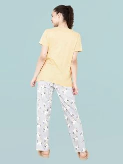 Shyaway Grey Yellow Blessed Print Nightwear Pyjama Set -Shyaway shypj024 grey 3
