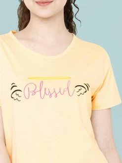 Shyaway Grey Yellow Blessed Print Nightwear Pyjama Set -Shyaway shypj024 grey 4