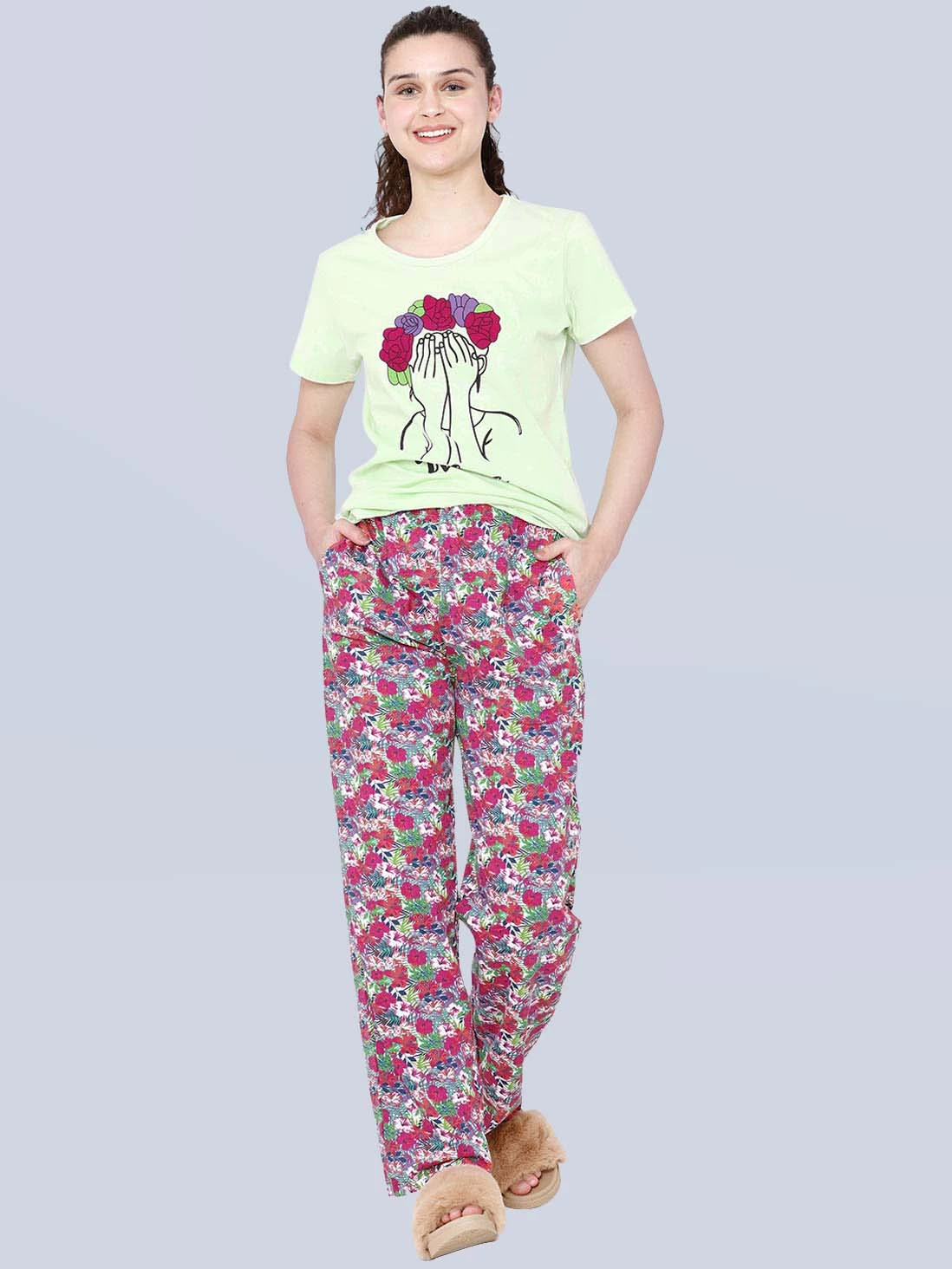 Shyaway Multicolor Floral Girl Print Nightwear Pyjama Set 3 Shyaway Multicolor Floral Girl Print Nightwear Pyjama Set