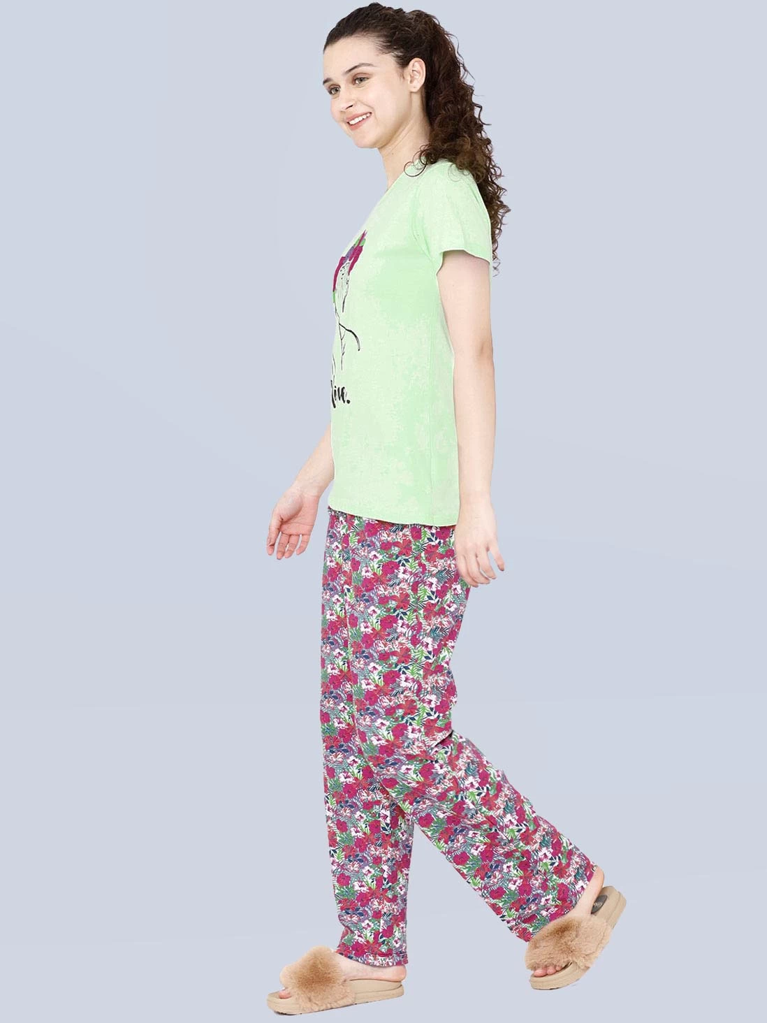 Shyaway Multicolor Floral Girl Print Nightwear Pyjama Set 4 Shyaway Multicolor Floral Girl Print Nightwear Pyjama Set - Image 2