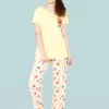 Shyaway Peach Yellow Octupus Print Nightwear Pyjama Set