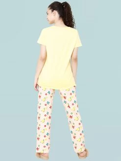 Shyaway Peach Yellow Octupus Print Nightwear Pyjama Set -Shyaway shypj028 peach 3