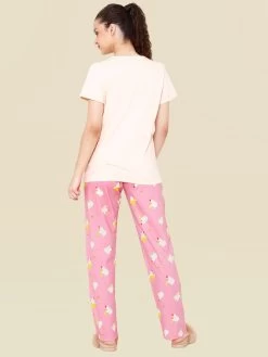 Shyaway Thulian Pink Weekly Calendar Print Nightwear Pyjama Set -Shyaway shypj030 thulianpink back