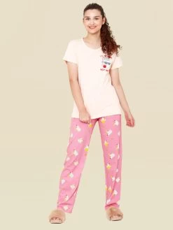Shyaway Thulian Pink Weekly Calendar Print Nightwear Pyjama Set
