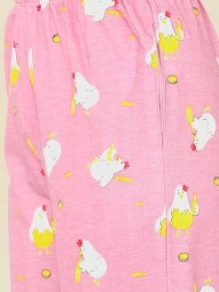 Shyaway Thulian Pink Weekly Calendar Print Nightwear Pyjama Set -Shyaway shypj030 thulianpink print