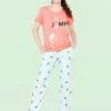 Shyaway Light Blue Jump Print Nightwear Pyjama Set -Shyaway shypj031 lightblue front
