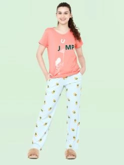 Shyaway Light Blue Jump Print Nightwear Pyjama Set