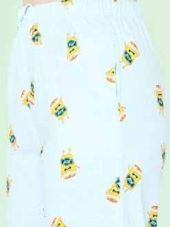 Shyaway Light Blue Jump Print Nightwear Pyjama Set -Shyaway shypj031 lightblue print