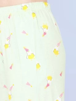 Shyaway Light Green Broken Egg Print Nightwear Pyjama Set -Shyaway shypj032 lightgreen print 1 1