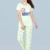 Shyaway Pista Green Piggy Why Print Nightwear Pyjama Set