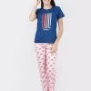 Shyaway Blue Rose Rainbow Printed Pyjama Set