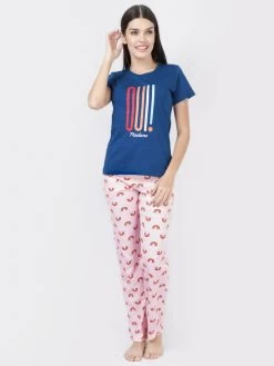 Shyaway Blue Rose Rainbow Printed Pyjama Set