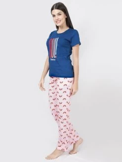 Shyaway Blue Rose Rainbow Printed Pyjama Set -Shyaway shypj038 bluerose 5