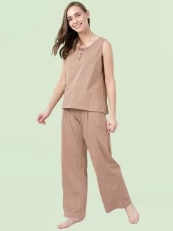 Shyaway Fenugreek Skin Solid Sleeveless Pyjama Set 9 Shyaway Fenugreek Skin Solid Sleeveless Pyjama Set -Shyaway shypj101 fenugreekskin 3