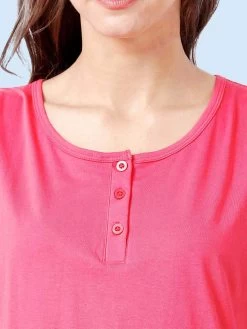 Shyaway Sugar Coral Pink Solid Sleeveless Pyjama Set -Shyaway shypj101 sugarcoral 4