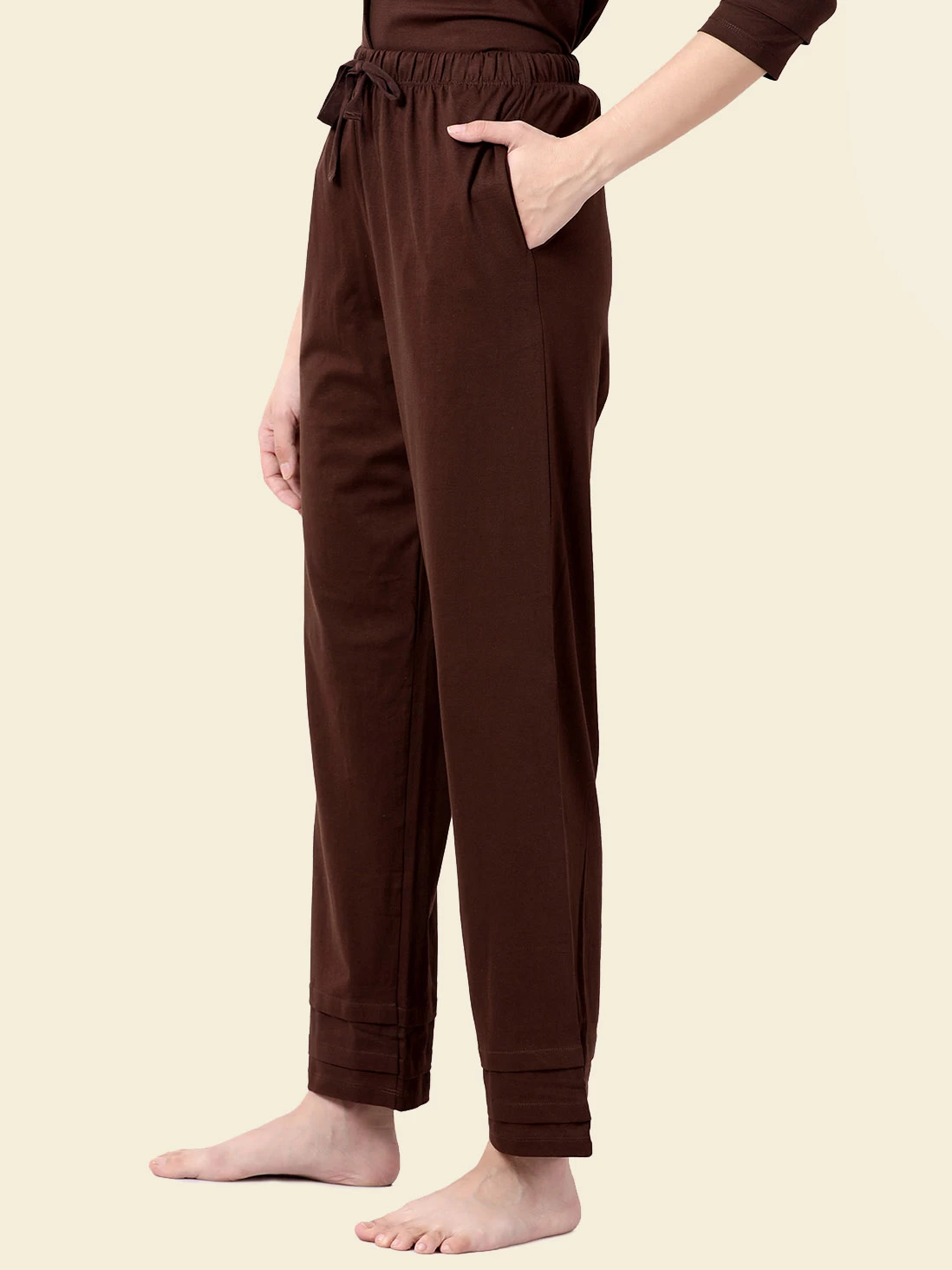Shyaway Chocolate Brown Lapel Neck Full Sleeve Pyjama Set 8 Shyaway Chocolate Brown Lapel Neck Full Sleeve Pyjama Set - Image 6