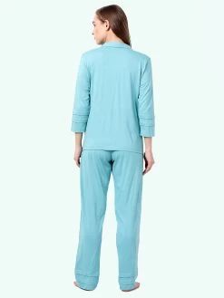 Shyaway Island Paradise Blue Lapel Neck Full Sleeve Pyjama Set 11 Shyaway Island Paradise Blue Lapel Neck Full Sleeve Pyjama Set -Shyaway shypj102 islandparadise 4