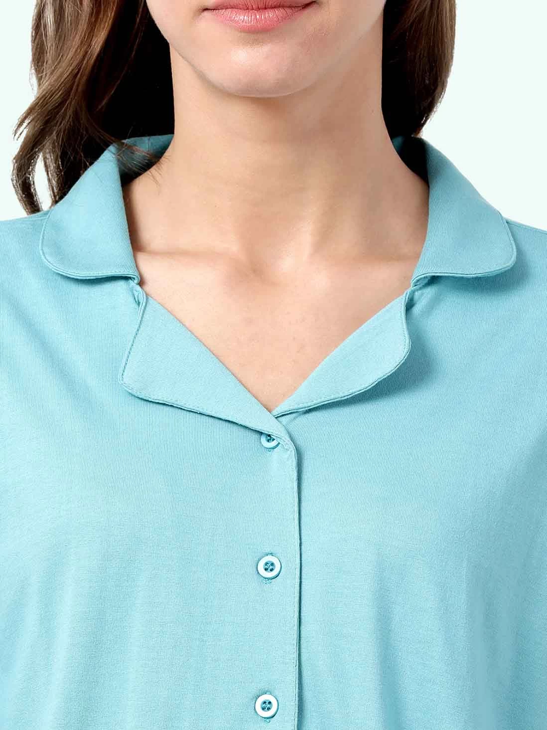 Shyaway Island Paradise Blue Lapel Neck Full Sleeve Pyjama Set 8 Shyaway Island Paradise Blue Lapel Neck Full Sleeve Pyjama Set - Image 6