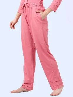 Shyaway Shell Pink Lapel Neck Full Sleeve Pyjama Set -Shyaway shypj102 shellpink 5