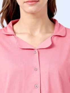 Shyaway Shell Pink Lapel Neck Full Sleeve Pyjama Set -Shyaway shypj102 shellpink 6