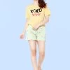 Shyaway Green Yellow XOXO Print Nightwear Shorts Set -Shyaway shyss016 green 1