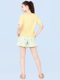 Shyaway Green Yellow XOXO Print Nightwear Shorts Set 8 Shyaway Green Yellow XOXO Print Nightwear Shorts Set -Shyaway shyss016 green 3