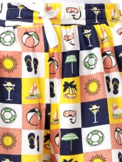 Shyaway White NavyBlue Checks Print Nightwear Shorts Set -Shyaway shyss018 whitenavyblue 06