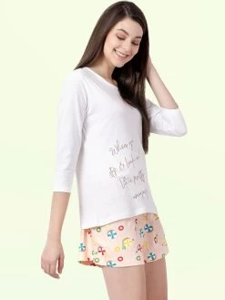 Shyaway White Skin Beach Print Nightwear Shorts Set 11 Shyaway White Skin Beach Print Nightwear Shorts Set -Shyaway shyss018 whitepeach 02