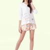 Shyaway White Skin Beach Print Nightwear Shorts Set